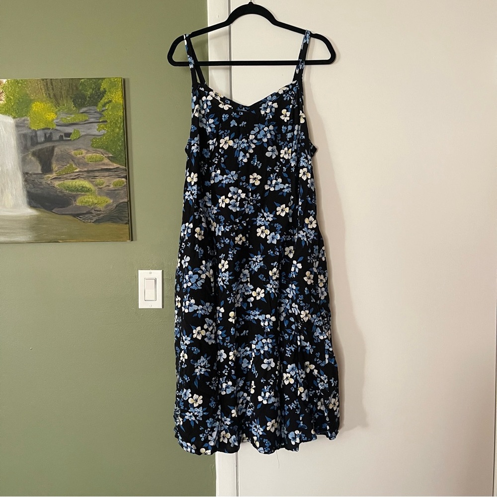 Midi Challis Sleeveless Trapeze Dress
